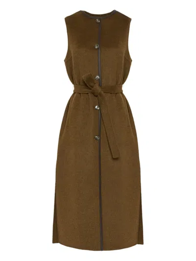 Yves Salomon Belted Button-fastening Gilet In Green