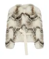 Yves Salomon Belted Cardigan In Merino Knit And Fox Fur In Neutral
