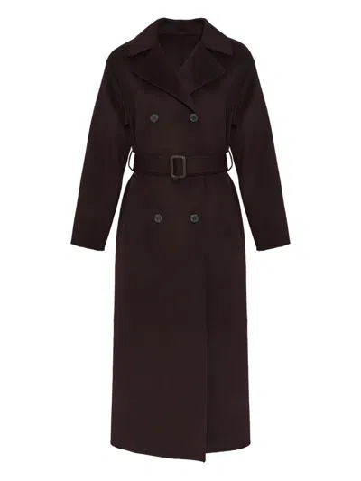 Yves Salomon Belted Double-breasted Coat In Red