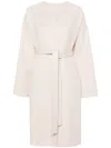 Yves Salomon Belted Felted Coat In Pink