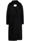 Yves Salomon Belted Felted-wool Coat In Blue