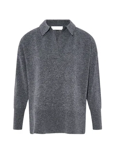Yves Salomon Belted Knit Sweater In Gray