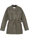 Yves Salomon Belted Leather Jacket In Grey