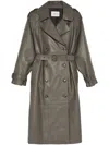 Yves Salomon Belted Leather Trench Coat In Grey