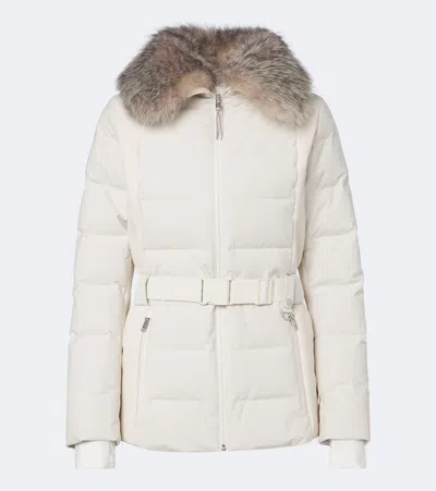 Yves Salomon Belted Shearling-trimmed Down Ski Jacket In White