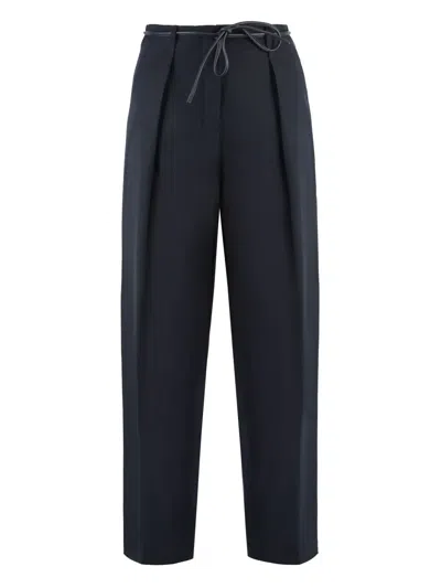 Yves Salomon Belted Trousers In Blue