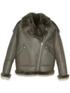 Yves Salomon Shearling-lining Biker Jacket In Grün