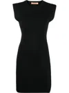 Yves Salomon Knitwear Stretch Crew Neck Dress In Black