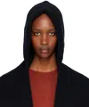 Yves Salomon Black Cashmere & Wool Hooded Scarf In C99 Noir
