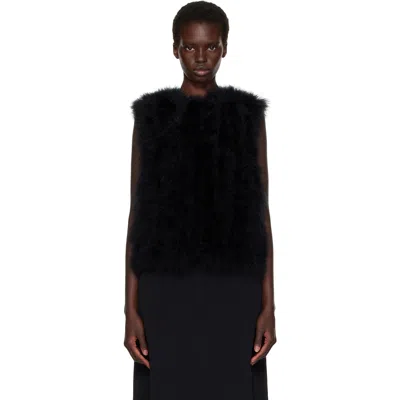 Yves Salomon Black Cropped Feather Gilet Vest