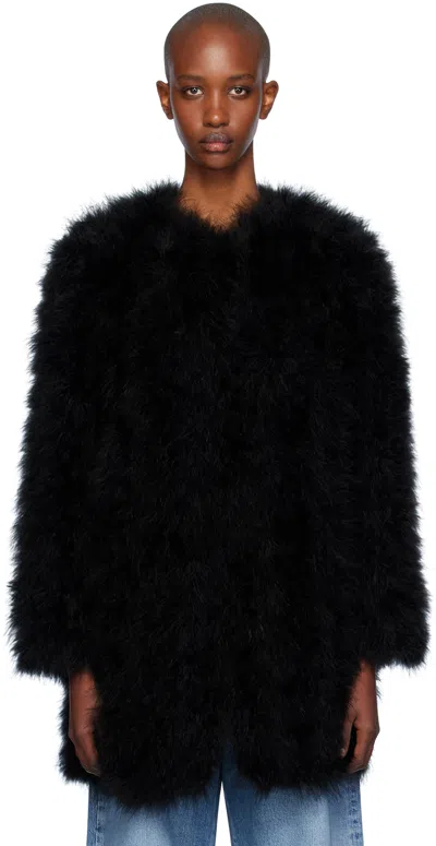 Yves Salomon Black Feather Jacket In C99 Noir