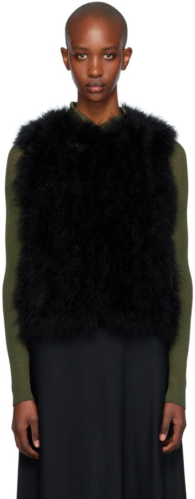 Yves Salomon Turkey-feather Gilet In C99 Noir