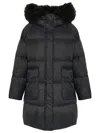 Yves Salomon Black Hooded Down Jacket In Black