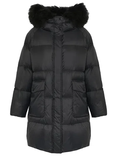 Yves Salomon Black Hooded Down Jacket