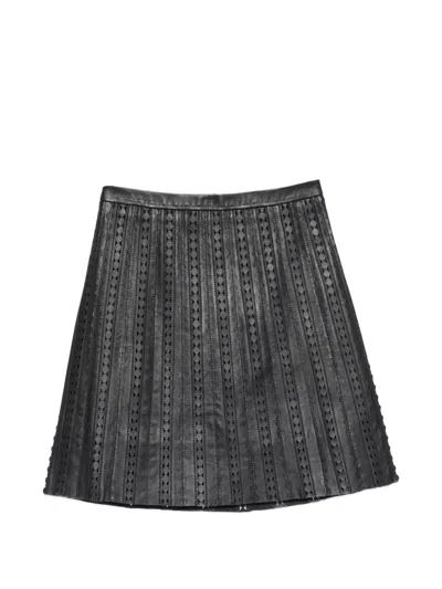 Yves Salomon Black Lamb Viscose Polytrephthal Skirt