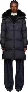 Yves Salomon Long Down Coat In Black