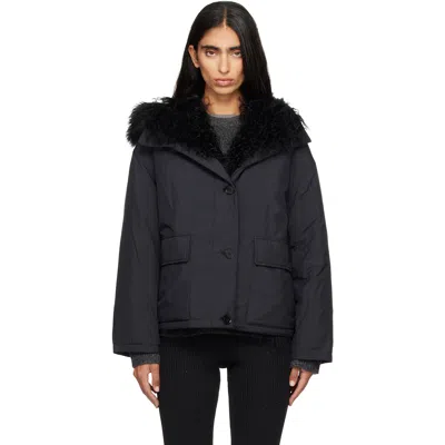 Yves Salomon Black Short Down Jacket In C99 Noir