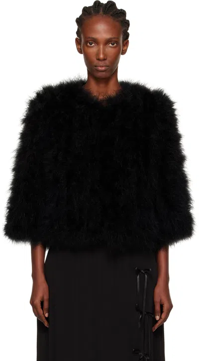 Yves Salomon Black Short Feather Jacket