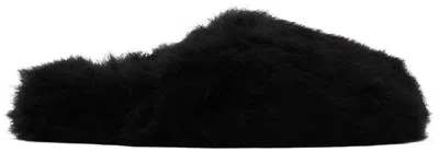 Yves Salomon Black Toscana Slippers In C99 Noir