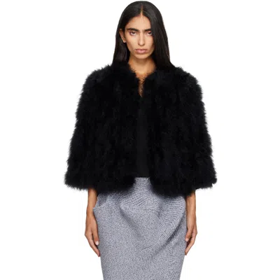 Yves Salomon Black Turkey Feather Jacket
