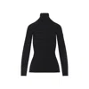 Yves Salomon Ribbed Black Wool And Cashmere Turtleneck Sweater In Black