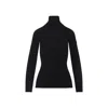 Yves Salomon Ribbed Black Wool And Cashmere Turtleneck Sweater In Multi