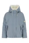 Yves Salomon Blue Logo-appliqu Jacket In Light Blue