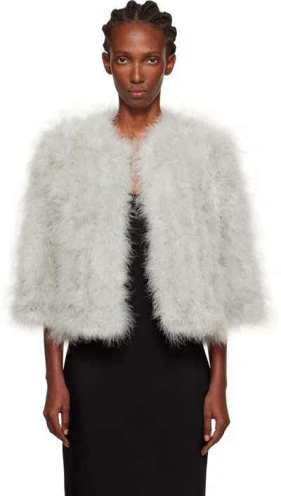 Yves Salomon Blue Short Feather Jacket