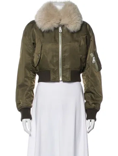 Pre-owned Yves Salomon Bomber Jacket In Green