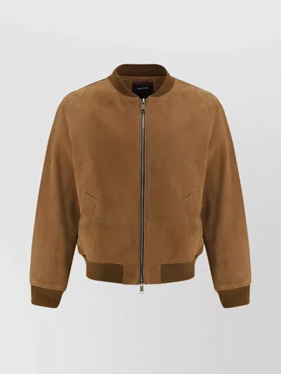 YVES SALOMON BOMBER JACKET IN SUEDE LAMBSKIN