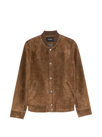 Yves Salomon Brandy Calf Wool Polyamide Jacket In Brown