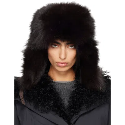 Yves Salomon Brown Chapka Hat In A2324 Cold Brew