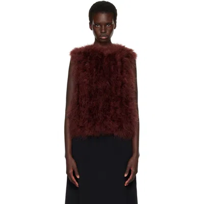 Yves Salomon Brown Cropped Feather Gilet Vest