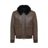 Yves Salomon Lamb Leather Jacket With Black Fur Collar And Flap Pockets In Multi