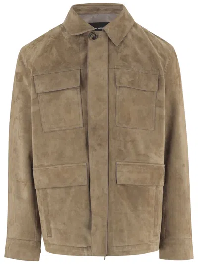 Yves Salomon Brown Suede Jacket With Classic Collar