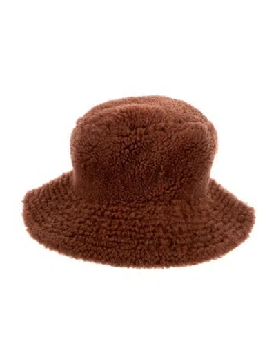 Pre-owned Yves Salomon Bucket Hat In Brown