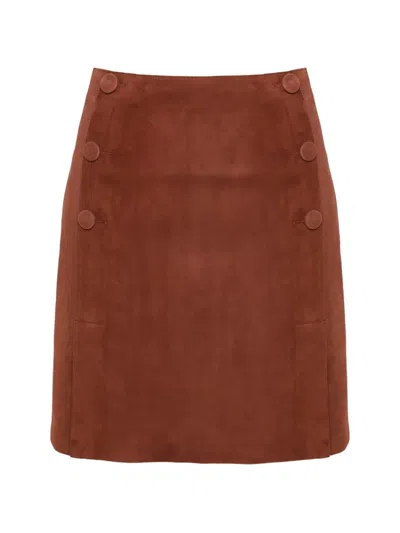 Yves Salomon Button Double-sided Mini Skirt In Brown