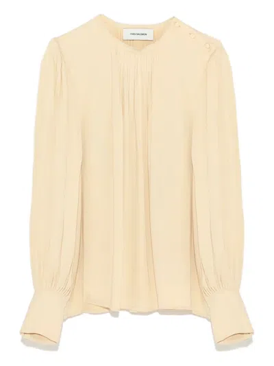 Yves Salomon Button-embellishment Blouse In Yellow