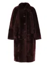 Yves Salomon Button-fastening Coat In Burgundy