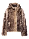 Yves Salomon Button-fastening Hooded Fur Jacket In Brown