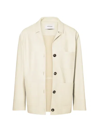 Yves Salomon Button Leather Jacket In Neutral