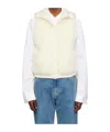 Yves Salomon Lambskin And Fur Vest With Ribbed Collar And Button Closure In White
