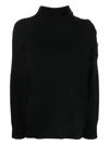 Yves Salomon Button Turtleneck Sweater In Black