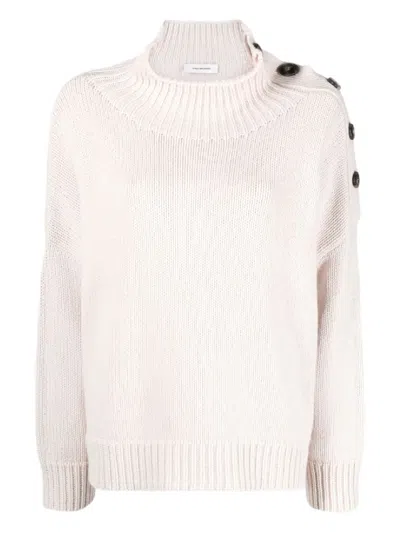 Yves Salomon Button Turtleneck Sweater In Neutral