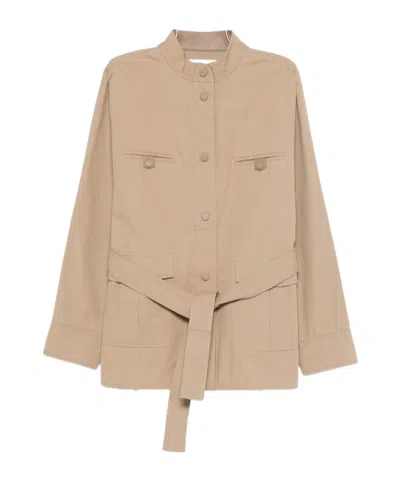Yves Salomon Button-up Belted Coat In Neutral