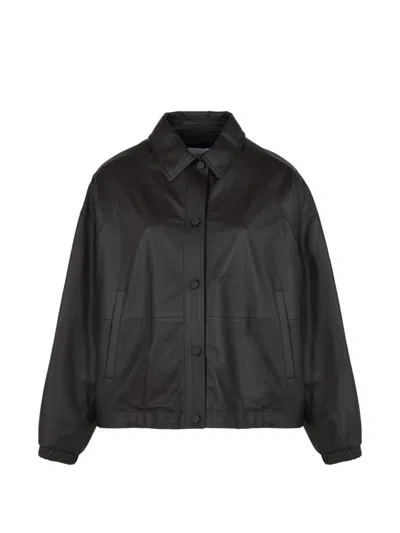 Yves Salomon Button-down Long-sleeve Jacket In Black