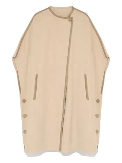 Yves Salomon Buttoned Cape In Neutral
