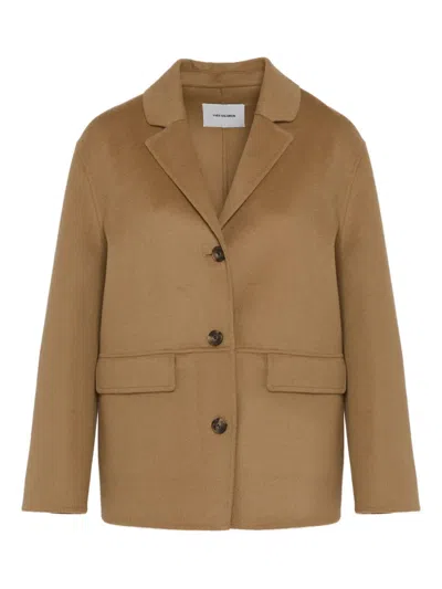 Yves Salomon Buttoned Jacket In Brown
