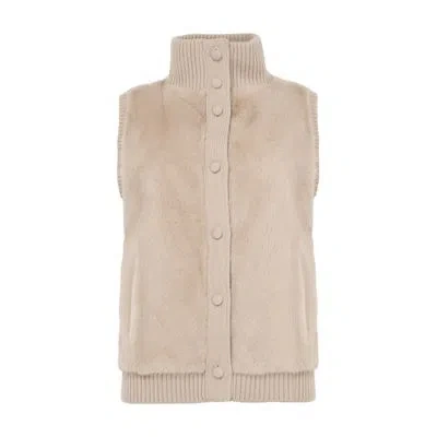 Yves Salomon Buttoned Merino Wool And Mink Jacket In Beige