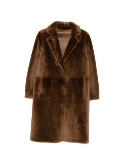 Yves Salomon Button-fastening Coat In Brown